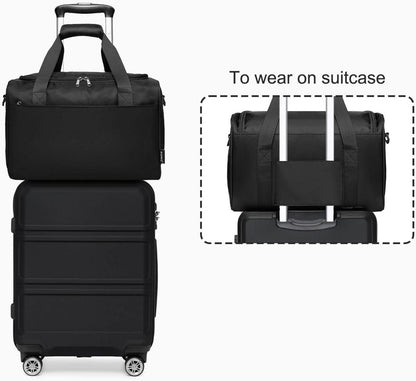 KONO Reisekoffer Rollkoffer Set 65cm Ryanair Reisetasche Schwarz