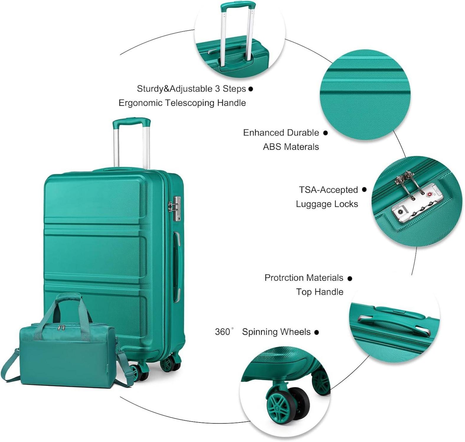 Großer Koffer Set 2-teilig mit Reisetasche Türkis 74cm