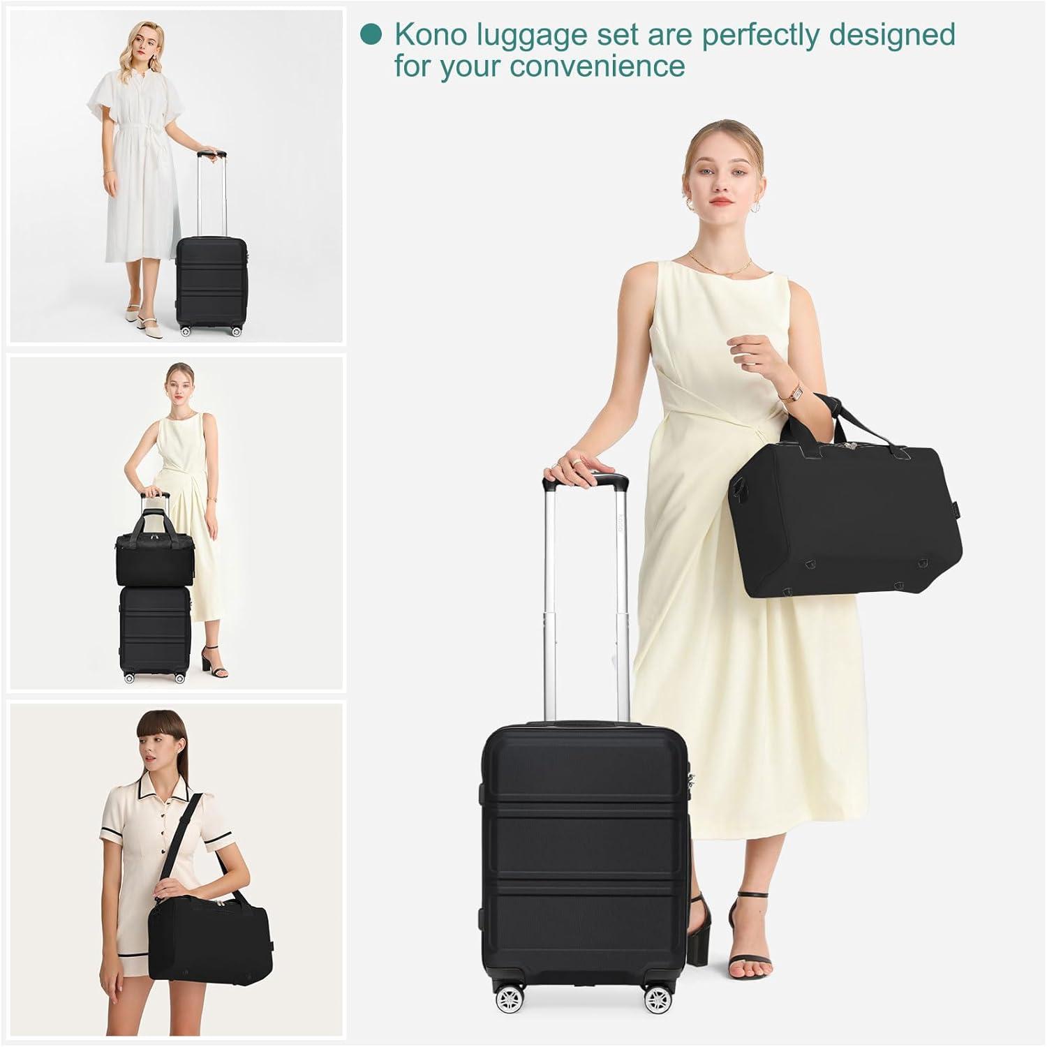 KONO Koffer 4-teilig TSA Schloss Gepäcksets Handkoffer Trolleys 40x20x25cm