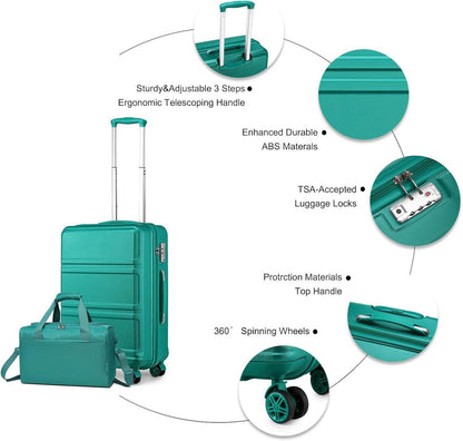 KONO Rollkoffer Handgepäck Trolley Set 2-teilig mit Reisetasche