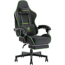 Gaming Stuhl Bürostuhl Stoff mit Massage Kopfstütze Fußstütze Schwarz Grün