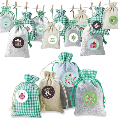 Adventskalender zum Befüllen Stoffsäckchen Weihnachtskalender für