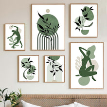 3er Set Premium Poster Abstrakt Grün Blätter Druck Modern