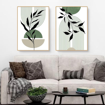 3er Set Grüne Blätter Poster Modernes Wandbild Wohnzimmer Schlafzimmer