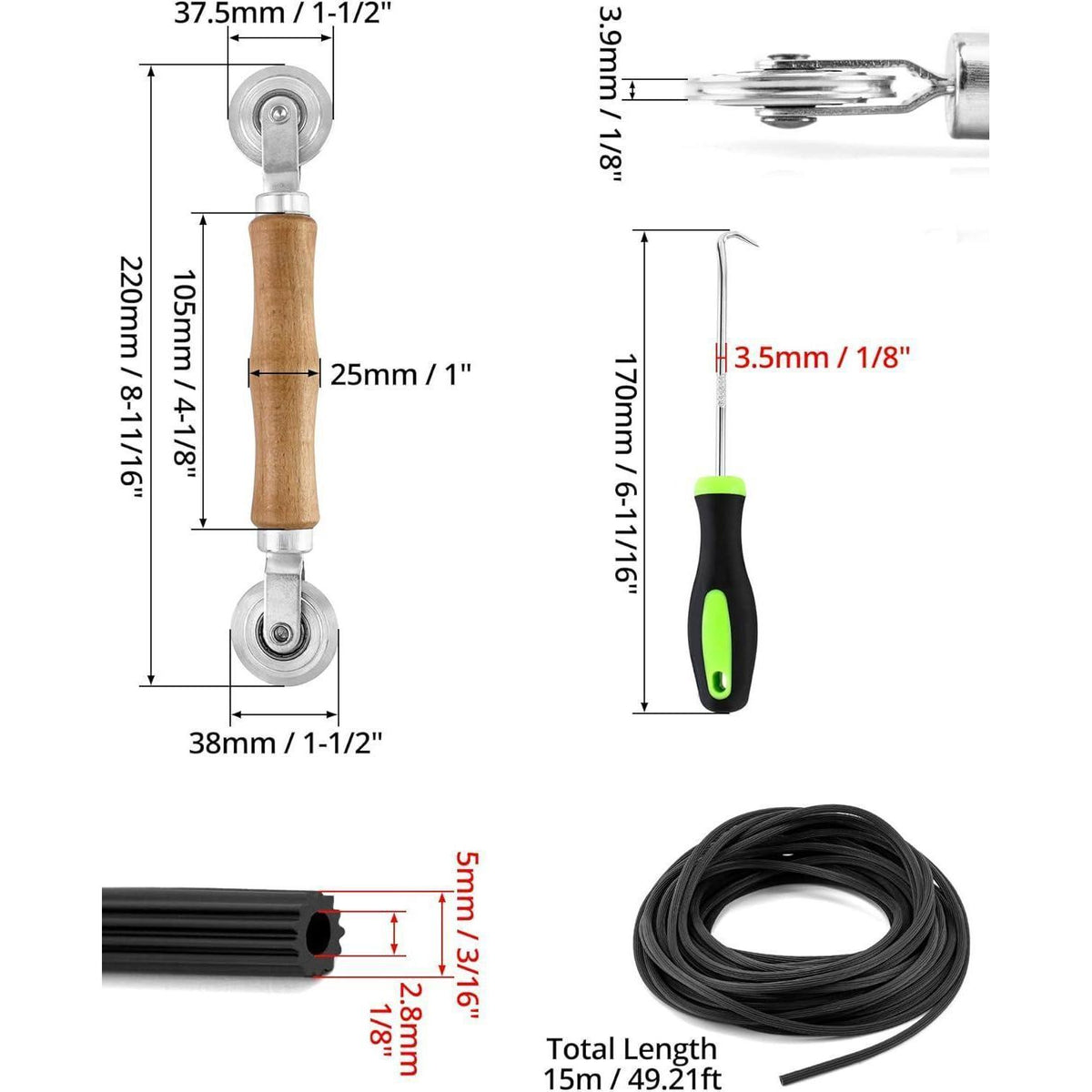 Fliegengitter Reparatur Set 3in1 – Kederleisten, Dichtung & Gummi