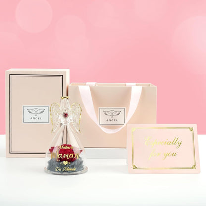 Sunia Beste Frau Geschenk: Engel Figur Ewige Rose in