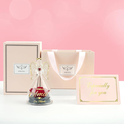 Sunia Engel Figur Ewige Rose Glaskuppel Beste Freundin Geschenk