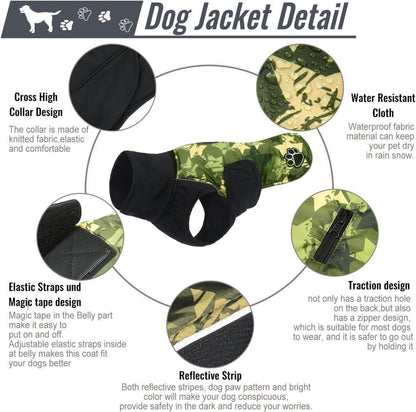 Hundemantel Reflektierend Wasserdicht Fleece Gefüttert Grün XXXL