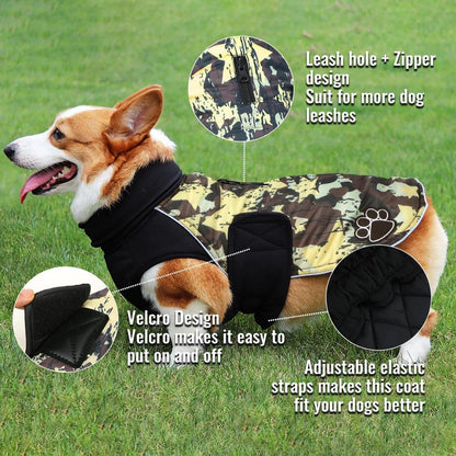 Hundemantel Winter Wasserdicht Warm reflektierend Dackel Camo M Brown Star