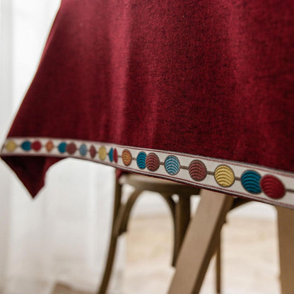 Vintage Boho Tischdecke Rechteckig Rot 130x260cm