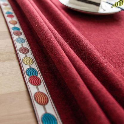 Vintage Boho Tischdecke Rechteckig Rot 130x260cm