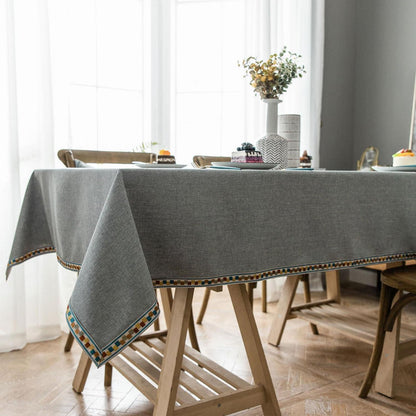 Vintage Boho Tischdecke Rechteckig Grau 130x300cm