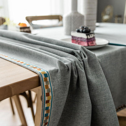 Vintage Boho Tischdecke Rechteckig Grau 130x300cm