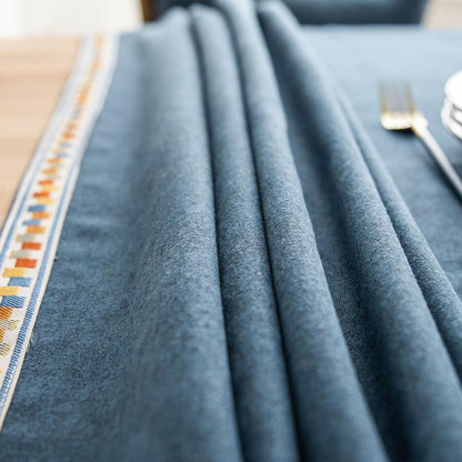 Vintage Boho Tischdecke Rechteckig Blau 130x300cm