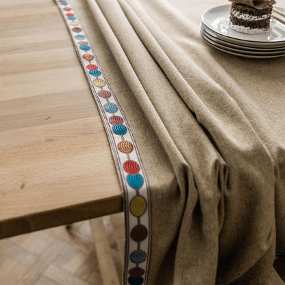 Vintage Boho Tischdecke Rechteckig 130x300cm Kaffeefarbe