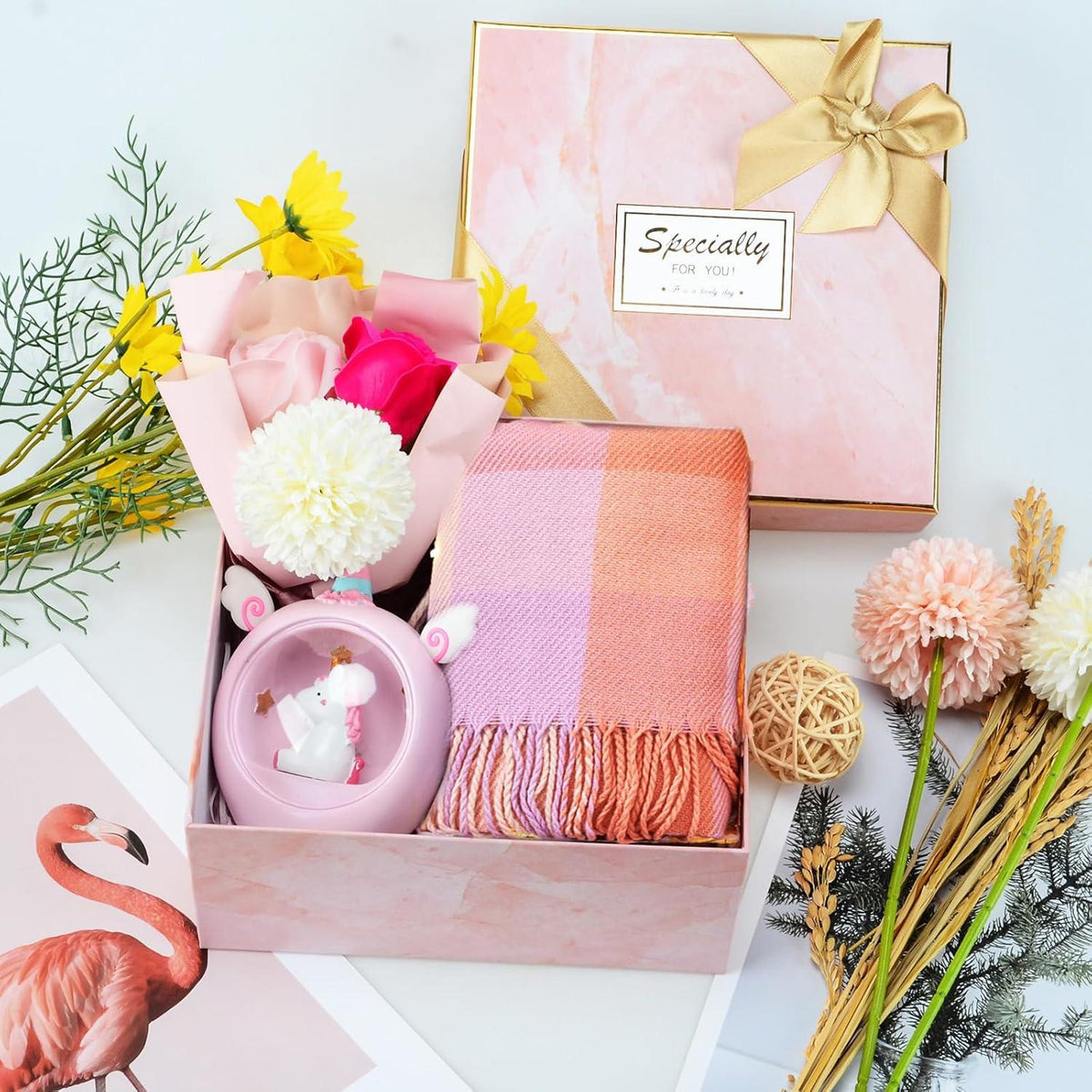 BIQIQI Rosa Kaschmir Schal Geschenkset Damen