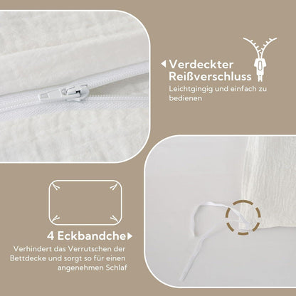 Bettwäsche-Set Doppelte Baumwolle Weiß 220x240 cm