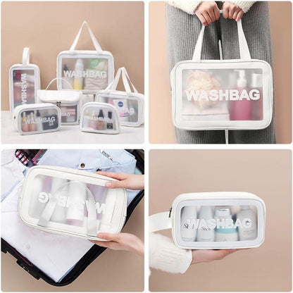 Transparenter Kulturbeutel 6er Set, wasserdicht, mit Reißverschluss