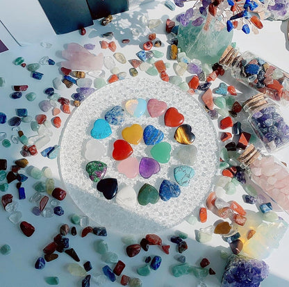 20er Set Natürliche Edelstein Herz Kristalle für Chakra Reiki Meditation