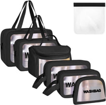 Transparente Kosmetiktasche 6er Set PVC Reise Kulturbeutel Schwarz