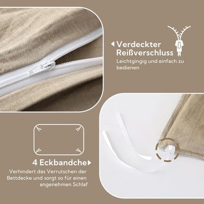 Doppelmuslin Bettwäsche 135x200 Kaffeebraun 4-teilig Baumwolle