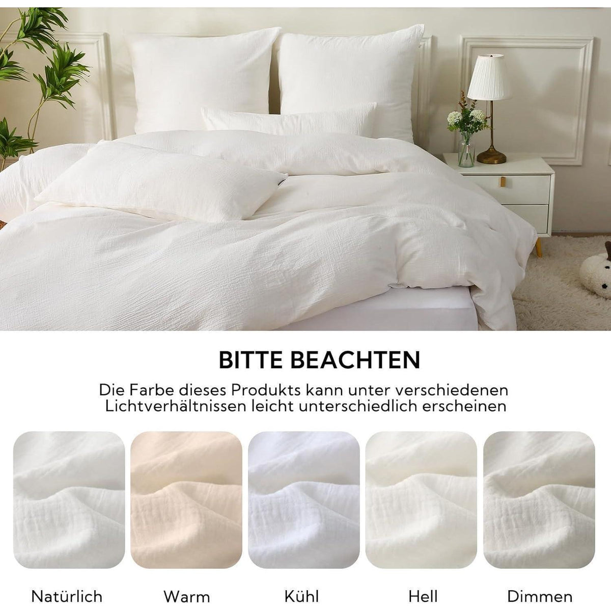 Doppelte Baumwoll-Musselin Bettwäsche 135x200 Weiß
