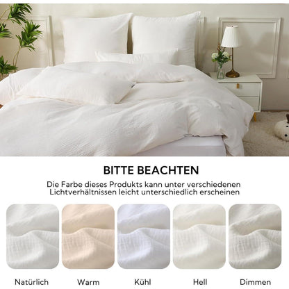 Doppelte Baumwoll-Musselin Bettwäsche 135x200 Weiß