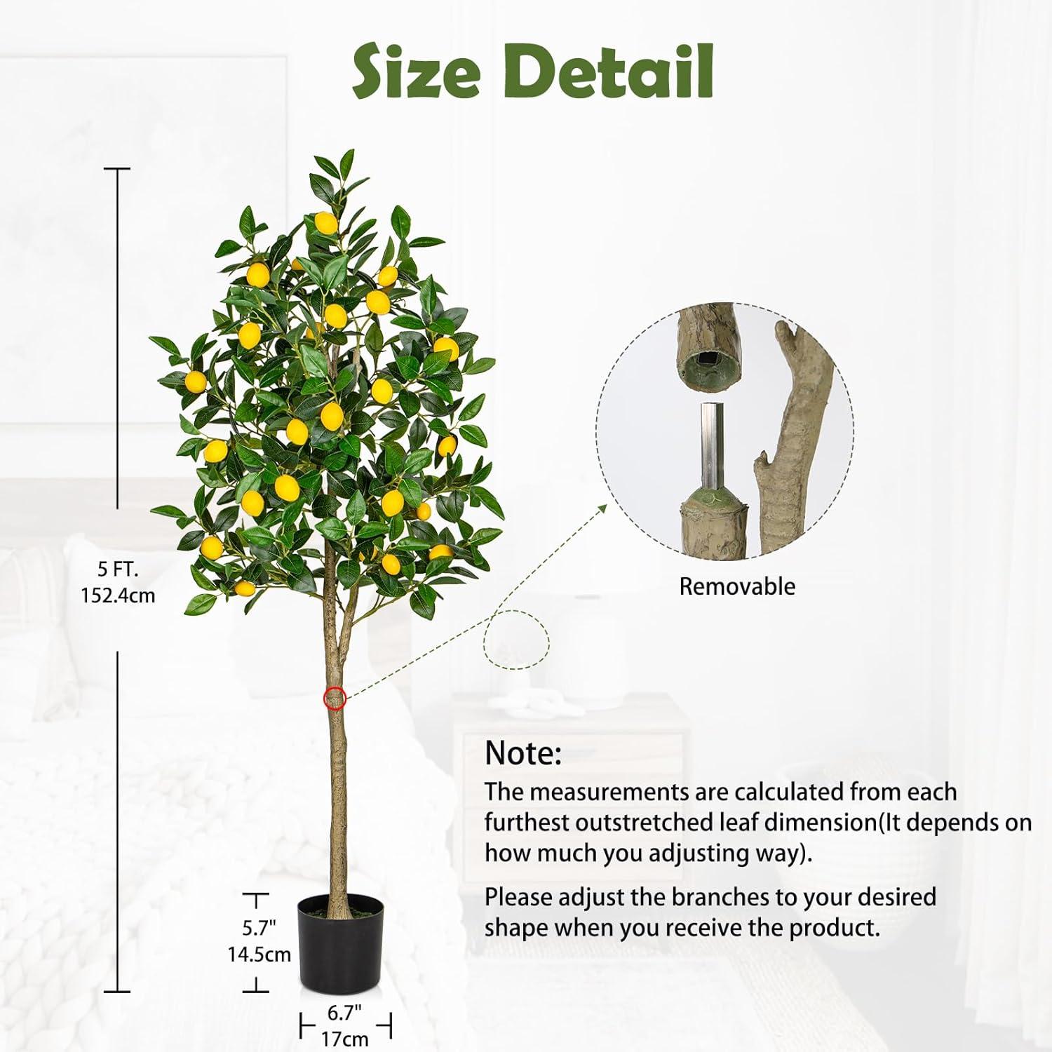 Künstlicher Zitronenbaum 150cm Topf Deko drinnen draußen