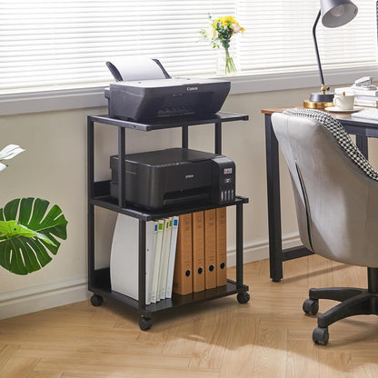 IBUYKE Druckerständer mit Regal und Rädern, 3-stufiger Druckertisch für Haus und Büro
