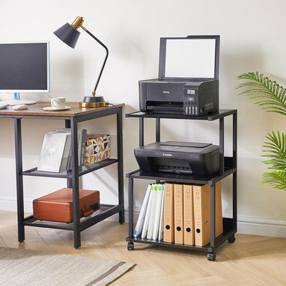 Druckerständer mit Regal 3-stufiger Druckertisch Rädern Haus Büro Cart