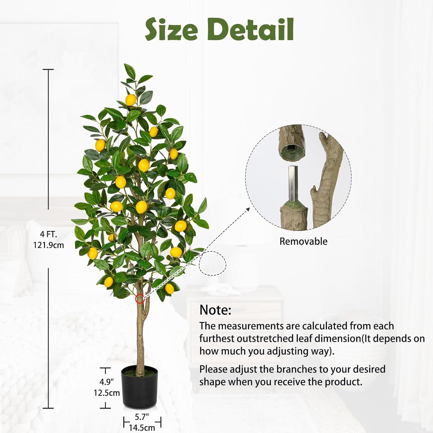 Künstlicher Zitronenbaum 120cm Topf drinnen draußen moderne