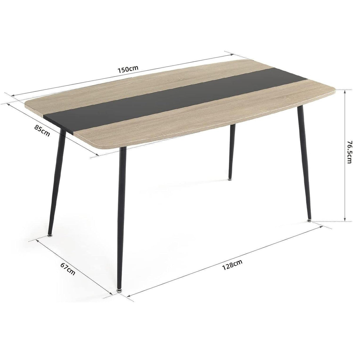Moderner Esstisch Eiche & Schwarz | Industrial Design 150x85 cm