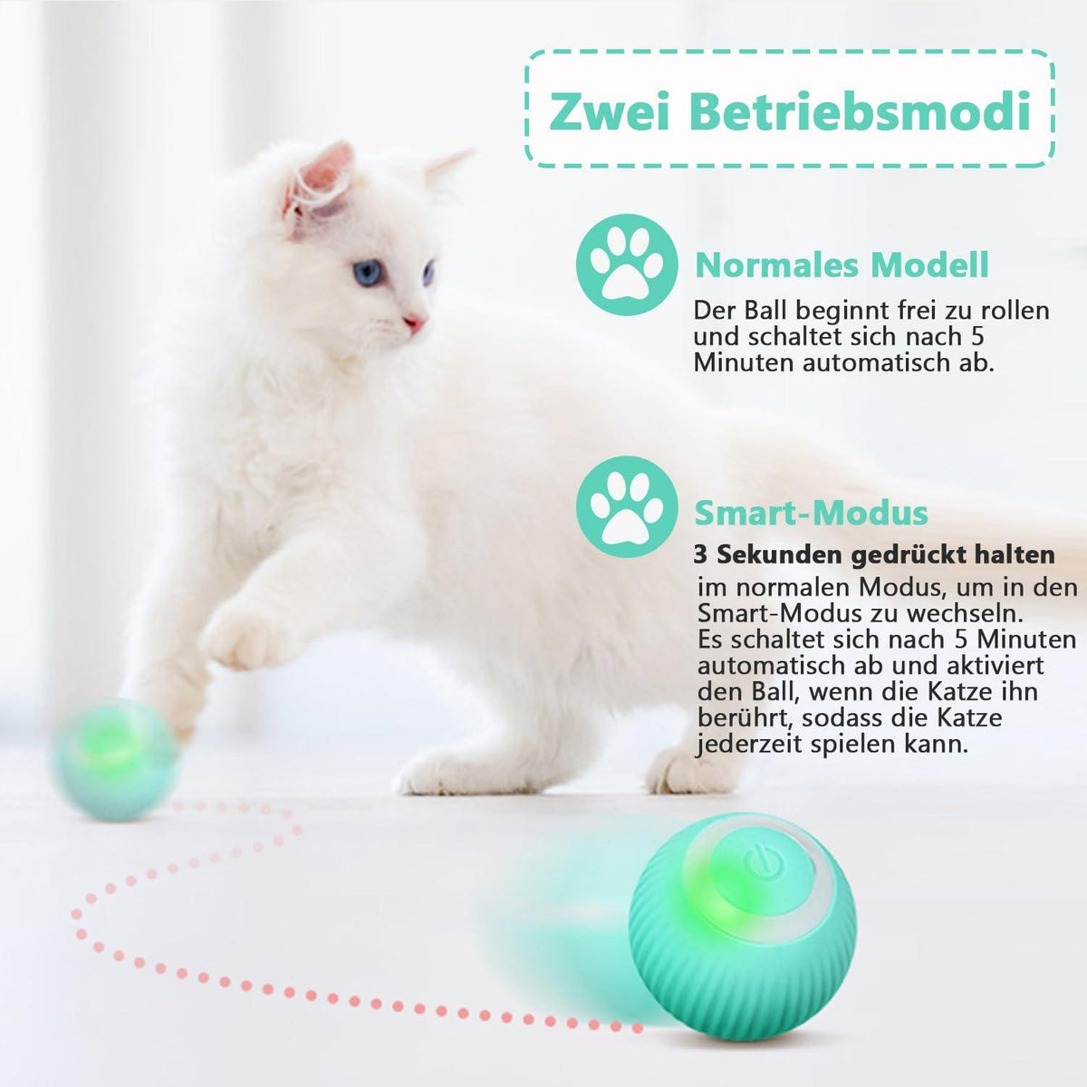 Katzenspielzeug Elektrisch LED Licht Selbstbeschäftigung Interaktiv Ball USB