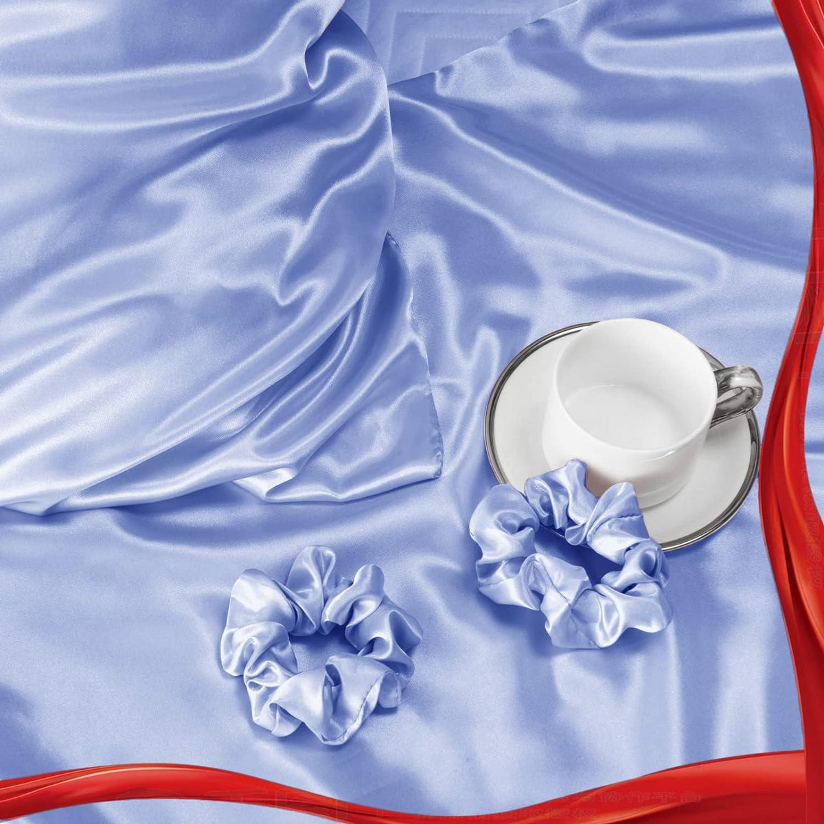 2er-Set Satin Kissenbezug 70x40 Blau für Haar & Haut, inkl. 2