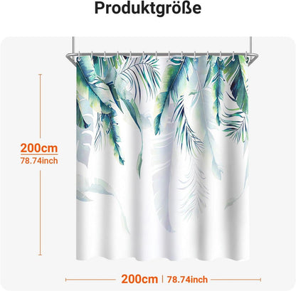 Duschvorhang 200x200 cm Grün Blätter Wasserdicht Antischimmel