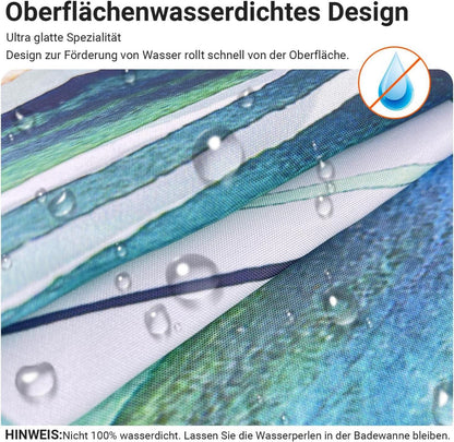 Duschvorhang Grün Blätter 240x200cm Waschbar Wasserdicht