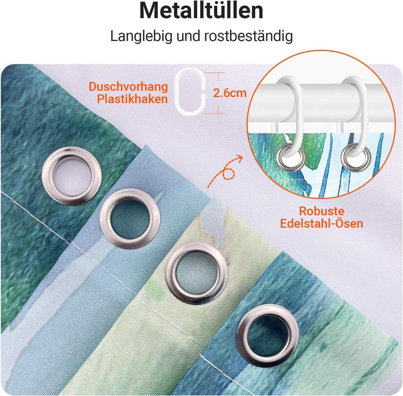 Duschvorhang Grün Blätter Pflanze 240x200cm Anti-Schimmel Wasserdicht