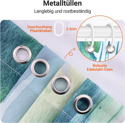 Duschvorhang Grün Blätter Pflanze 240x200cm Anti-Schimmel Wasserdicht