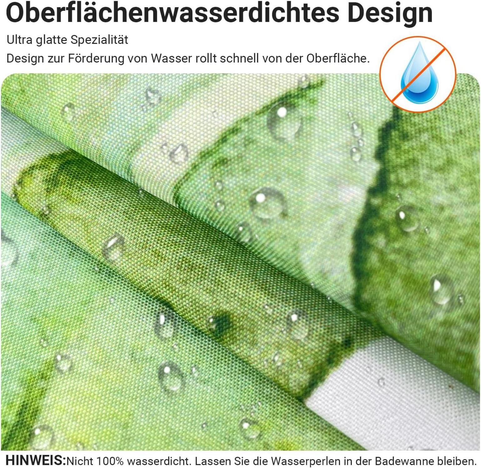 Duschvorhang Grün Blätter 100x200cm Antischimmel Wasserdicht