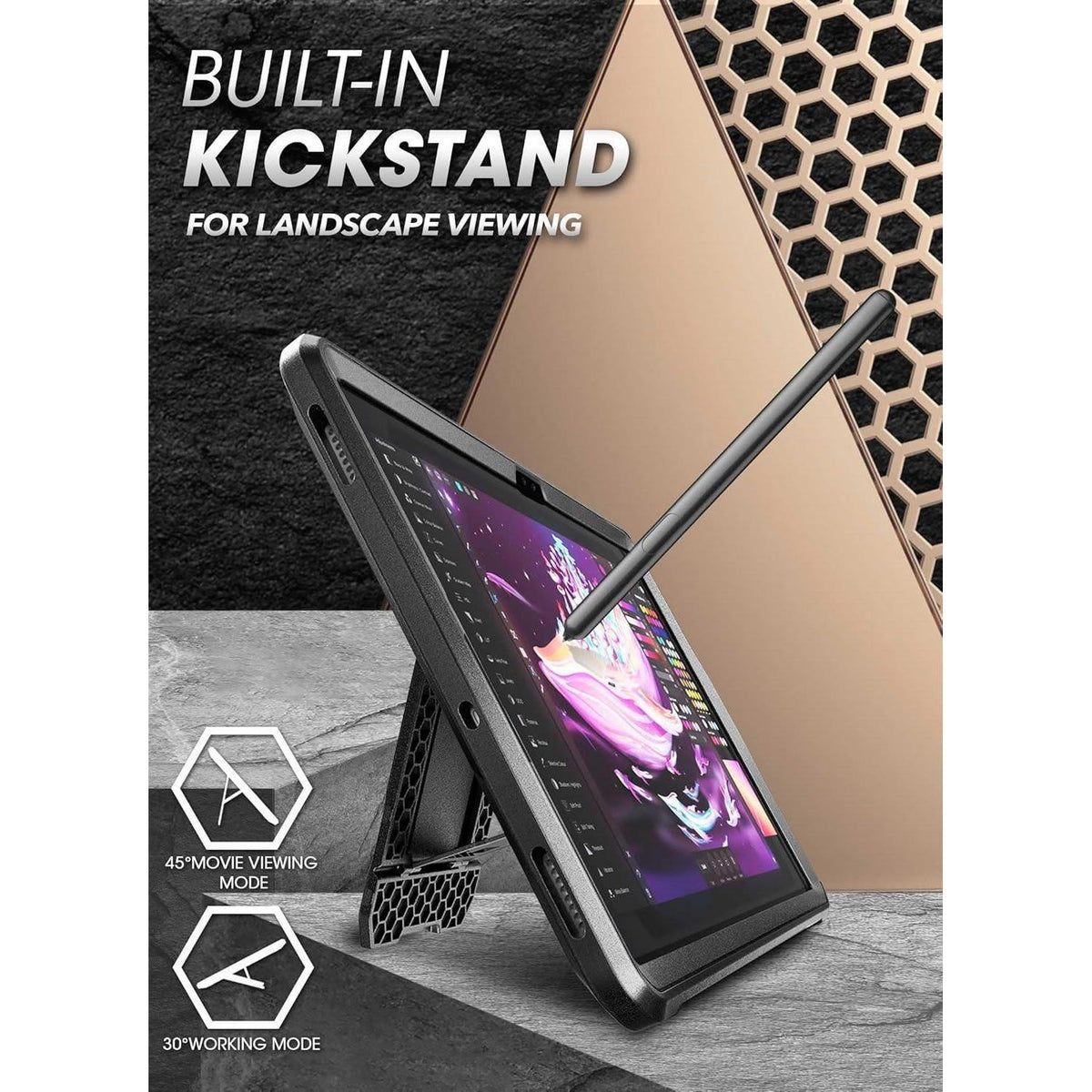 Schutzhülle für Samsung Galaxy Tab S10/S9 Plus 12.4" mit Ständer & S Pen Halter