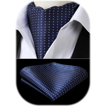 Herren Krawattenschal & Einstecktuch Set Dunkelblau Paisley Seide