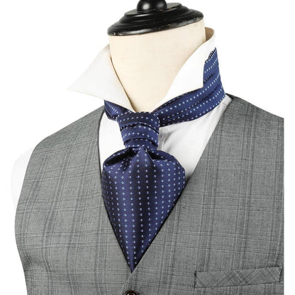 Herren Krawattenschal & Einstecktuch Set Dunkelblau Paisley Seide