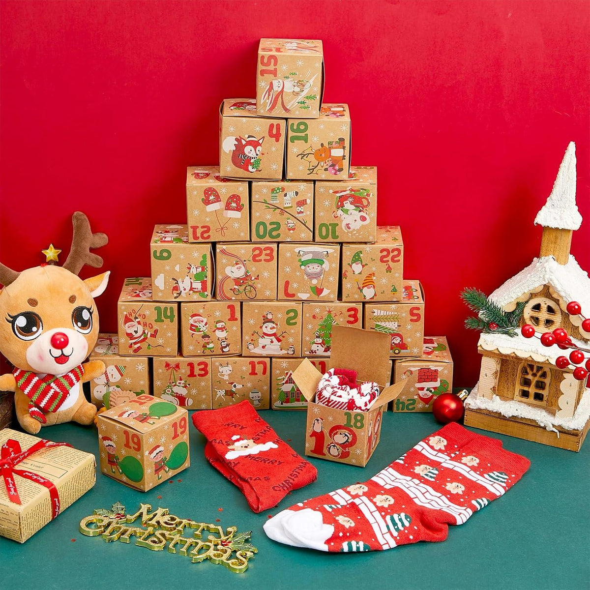 Weihnachtssocken Adventskalender 24 Paar Geschenkboxen Damen Herren