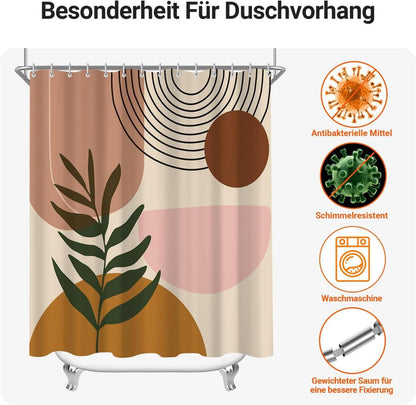 Duschvorhang 180x200cm Blätter Wasserabweisend Antischimmelstoff inkl. 12 Ringe
