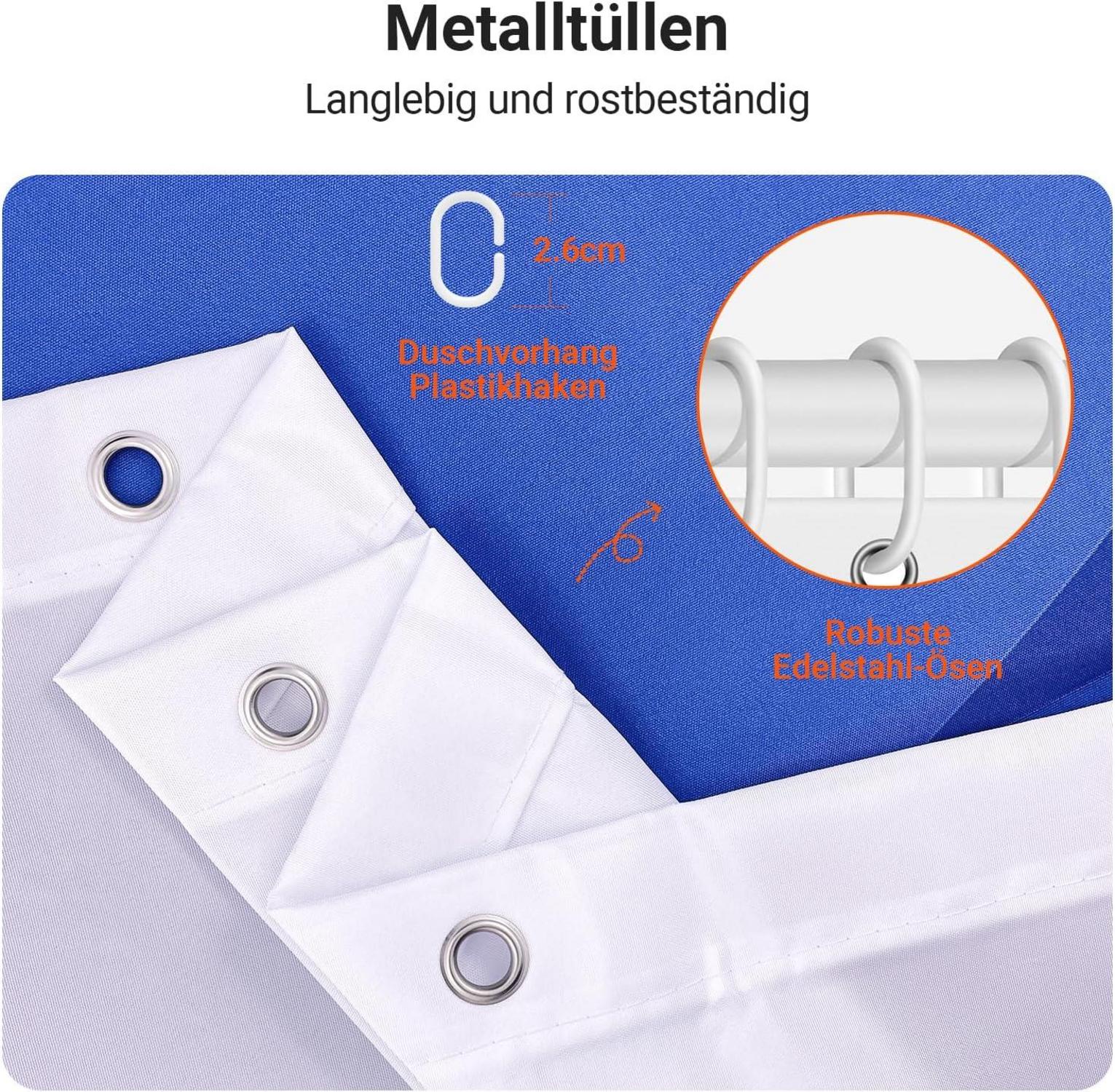 Duschvorhang 200x200 cm Geometrischer Verlauf Wasserdicht Polyester 12 Ösen Haken