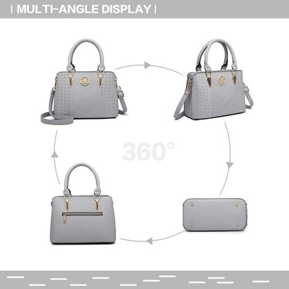 Damen Handtasche Mittelgroß Henkeltasche elegant Citytasche Hellgrau