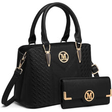 Elegante Henkeltasche Damen mit Geldbörse, Schwarz