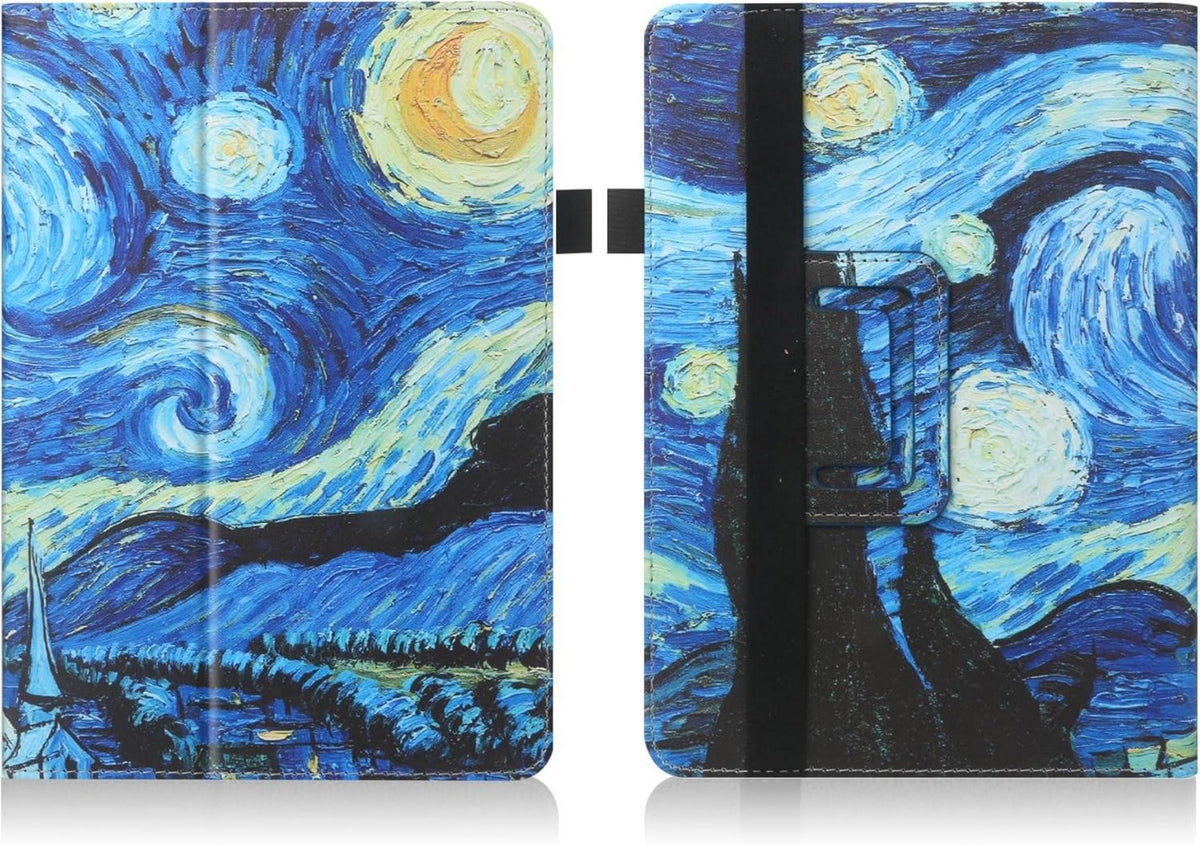 Universal Tablet Hülle 7-8 Zoll - Schutzhülle mit Ständer, Handschlaufe - Nacht
