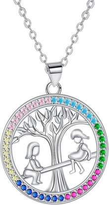 Lebensbaum Anhänger Kette 925 Sterlingsilber Halskette 45+5cm