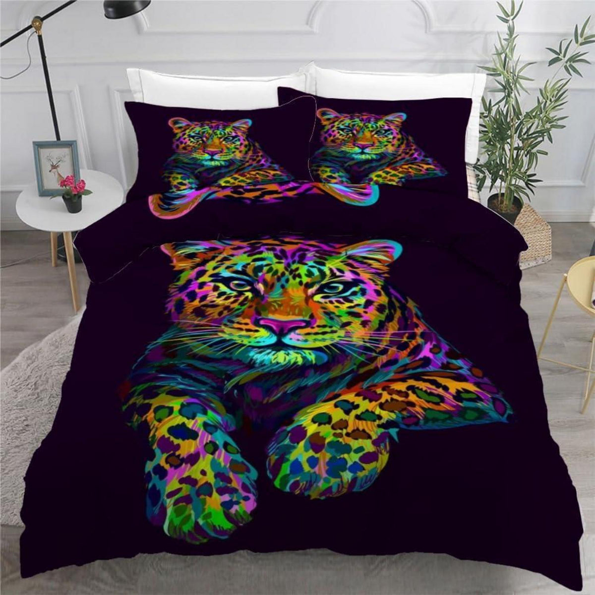 Leopard 3D Bettwäsche-Set 220x240 cm | Mikrofaser Bettwäsche
